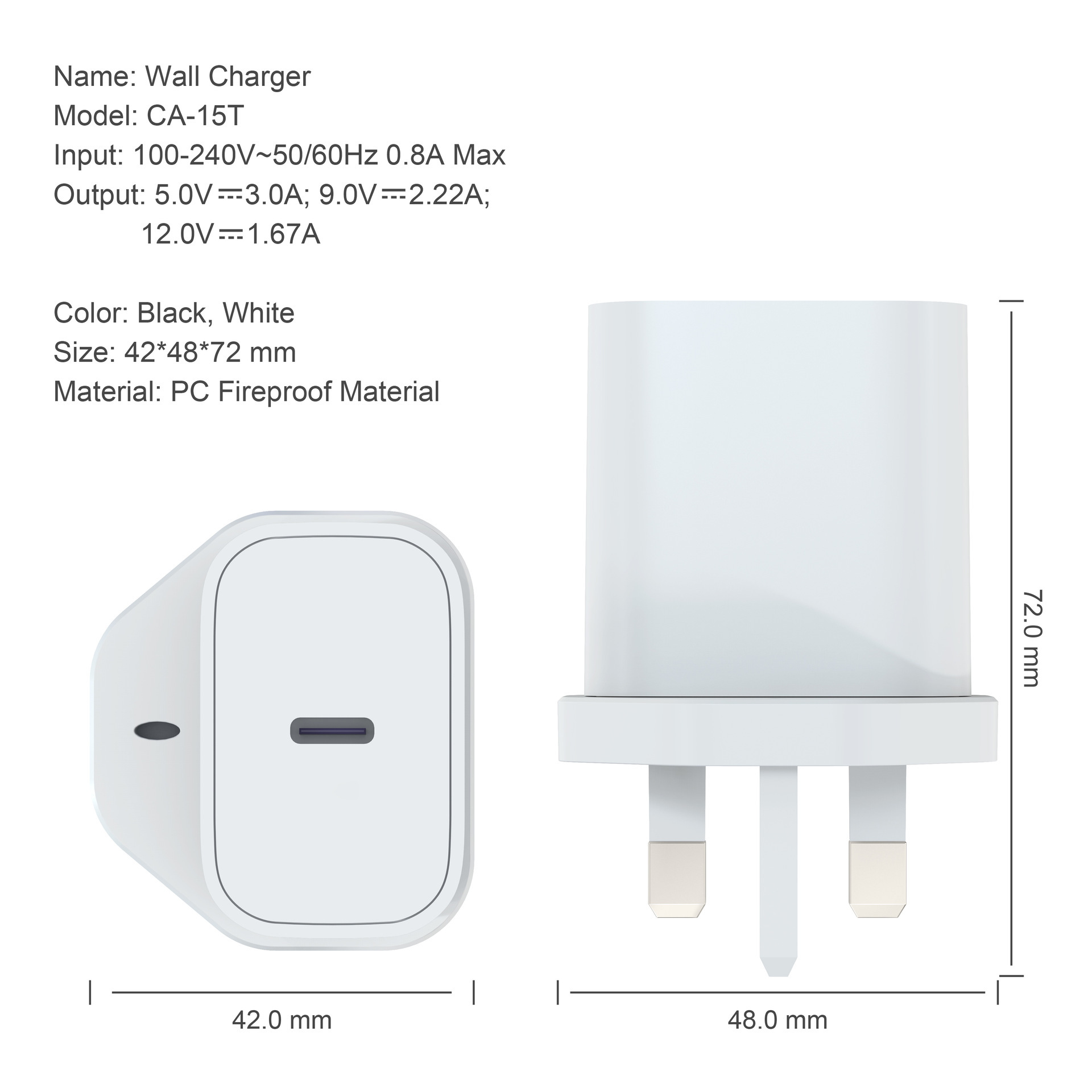 PD20W sạc điện thoại di động chứng nhận 5V3A nạp năng lượng tam giác