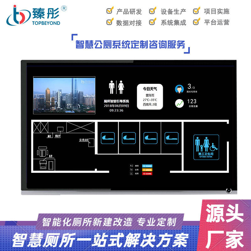智慧公厕系统厕位有人无人引导屏指示灯物联网解决方案云平台系统