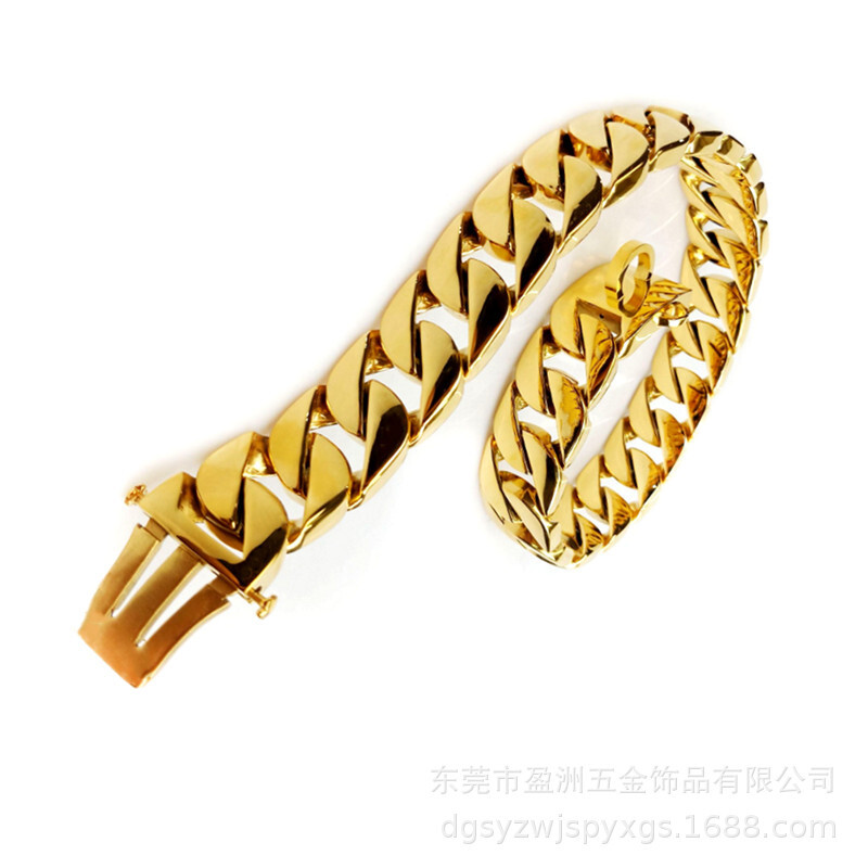Giao dịch nước ngoài qua hàng rào thép không rỉ, dây chuyền chó vàng 32mm để kéo cổ chó cưng