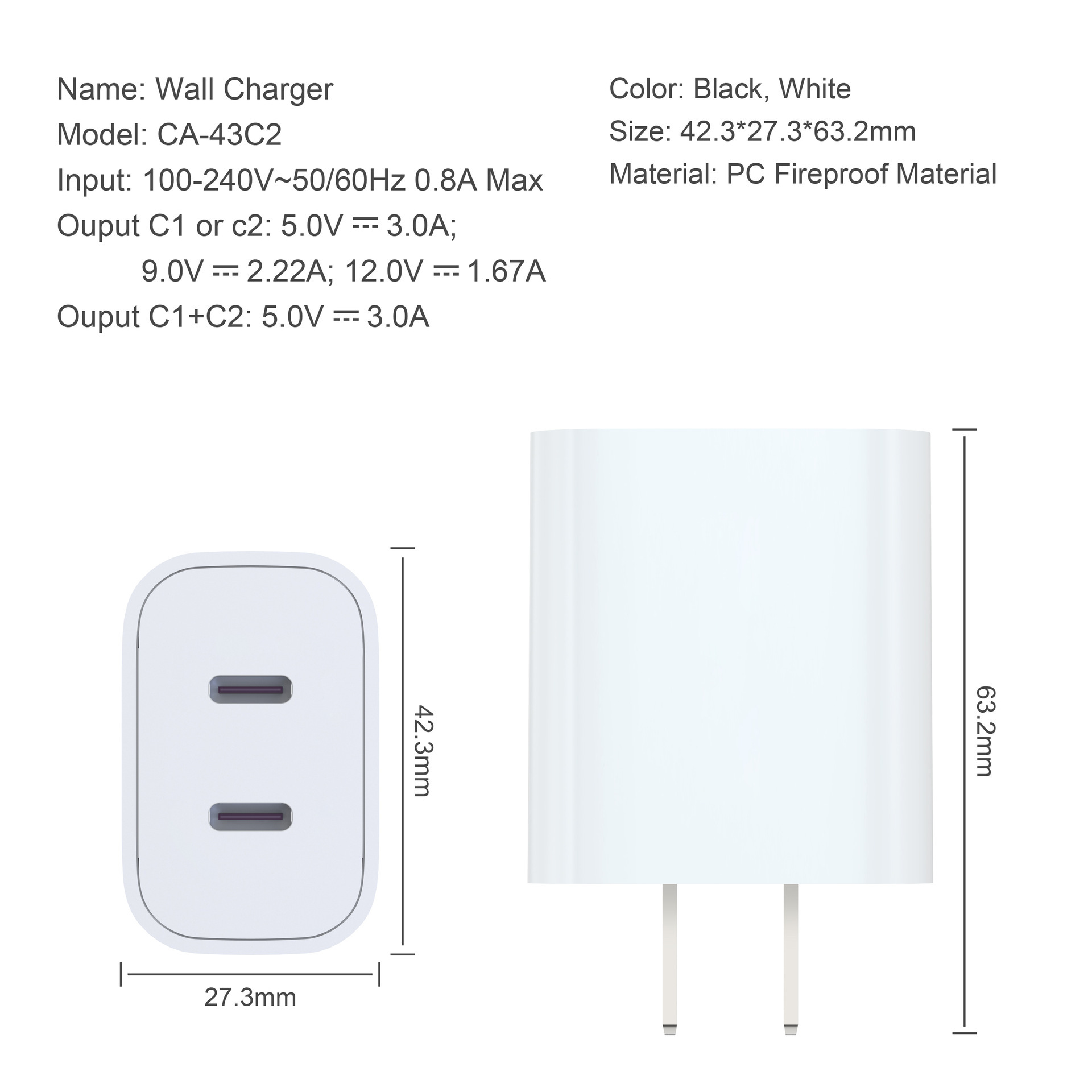 Thiết bị sạc điện thoại nhanh 5V3A.