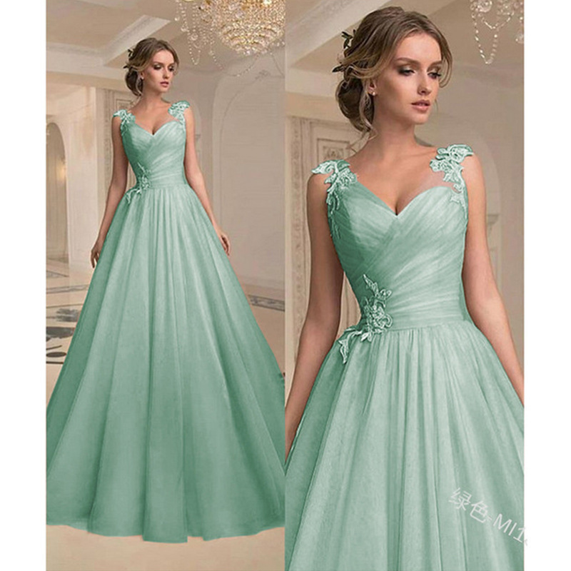 Foreign trade spring summer long dress 2021, a new Euro-American V-coloured fashion dress.