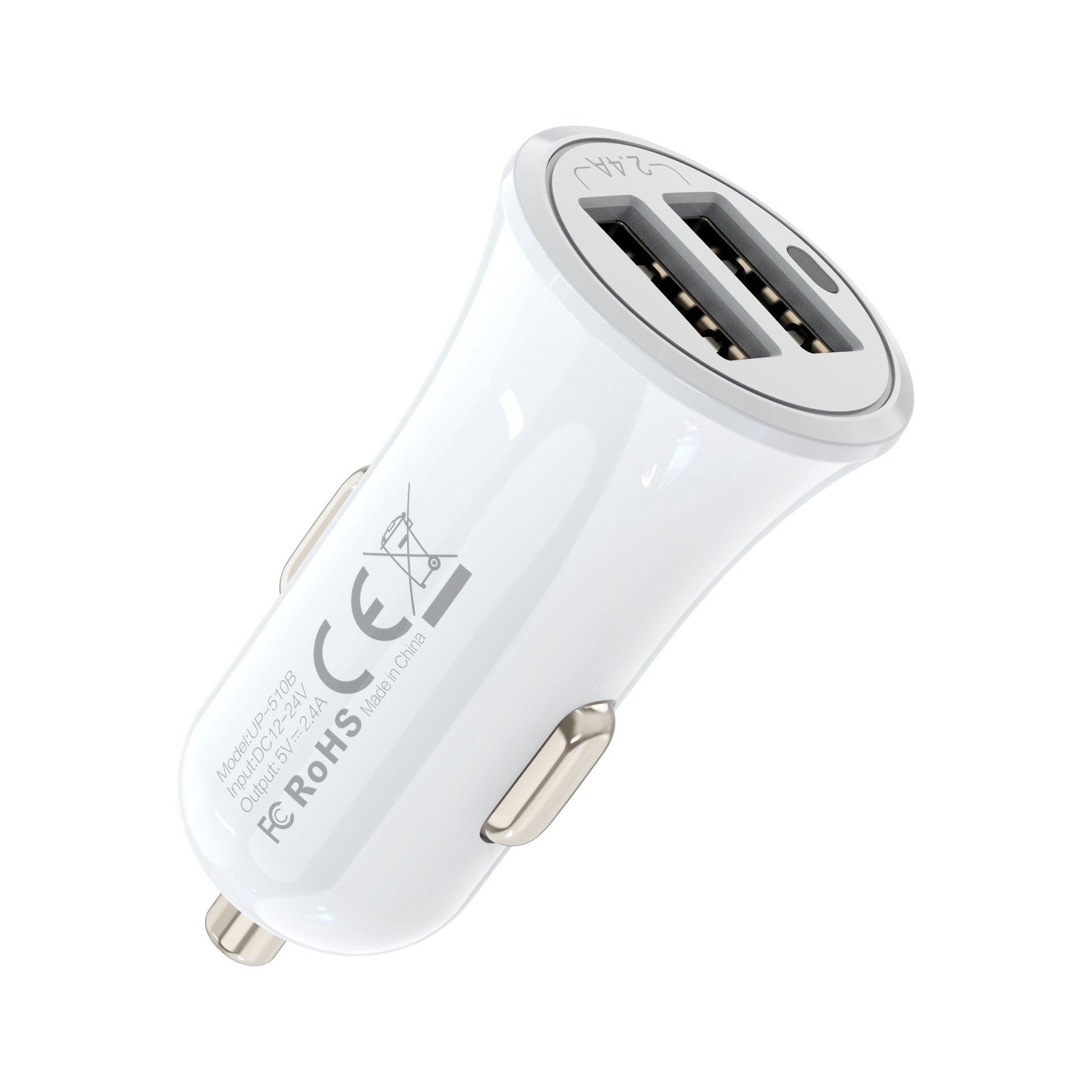 CE xác nhận 12W-di động mini chứa 2 chiếc USB tải xe 2 lần.