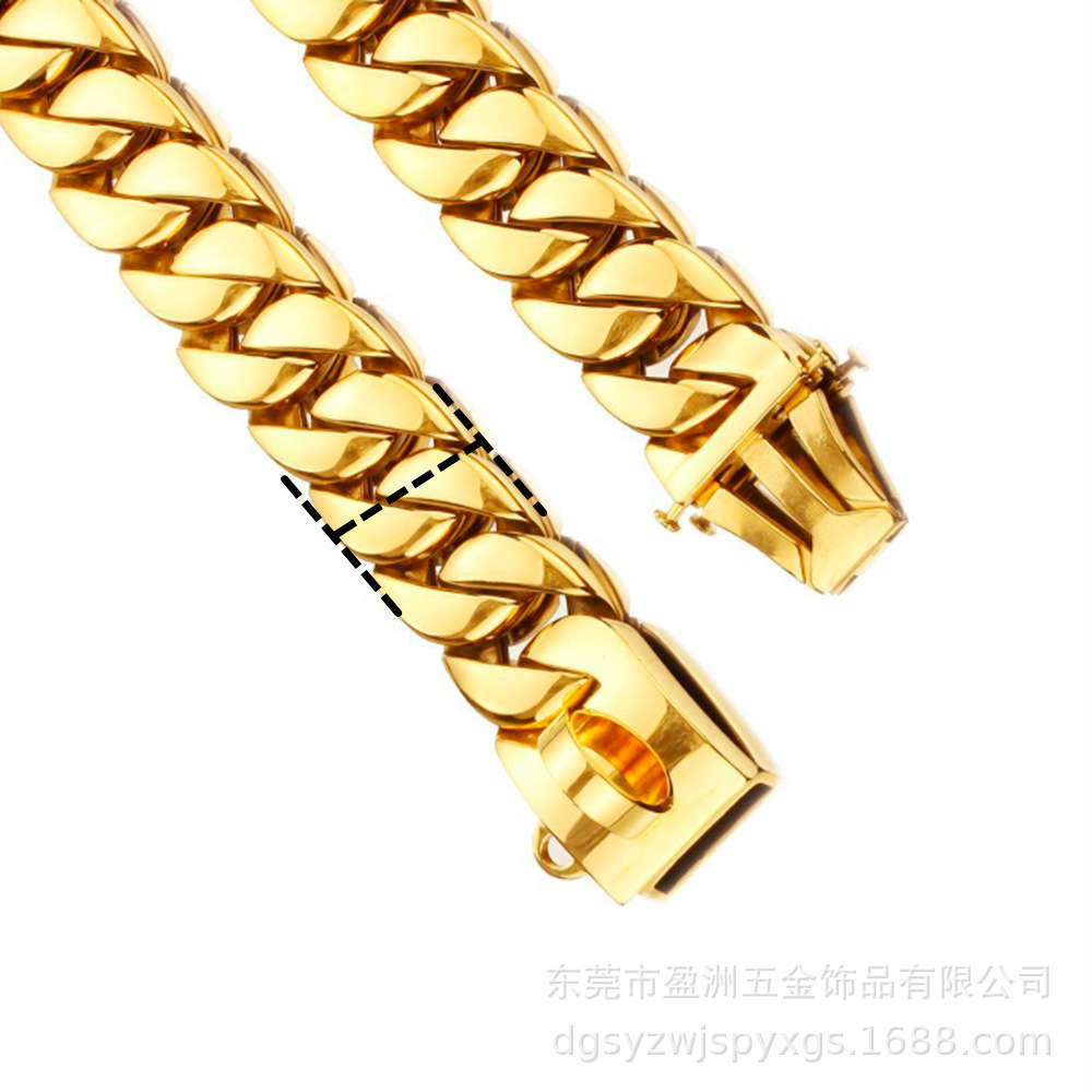 Giao dịch nước ngoài qua hàng rào thép không rỉ, dây chuyền chó vàng 32mm để kéo cổ chó cưng
