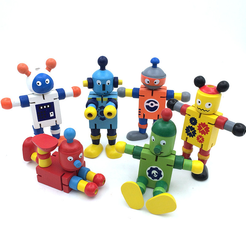 Trẻ em dạy đồ chơi bằng gỗ từ sớm, những con robot làm đồ chơi bằng gỗ linh hoạt.