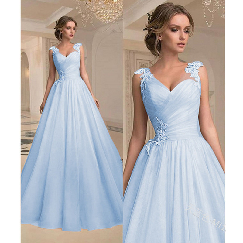 Foreign trade spring summer long dress 2021, a new Euro-American V-coloured fashion dress.