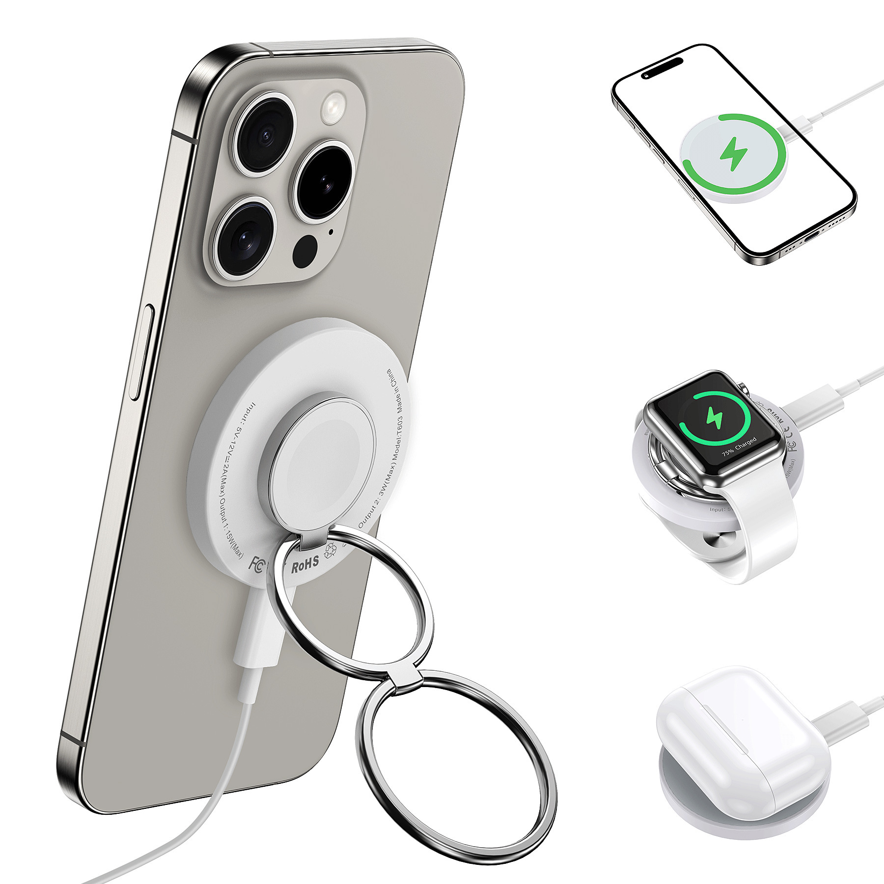 Sự bùng nổ sáng tạo xuyên biên của Amazon, Magsafe, mang một vòng gấp và hai cái với điện từ không dây được hít vào.