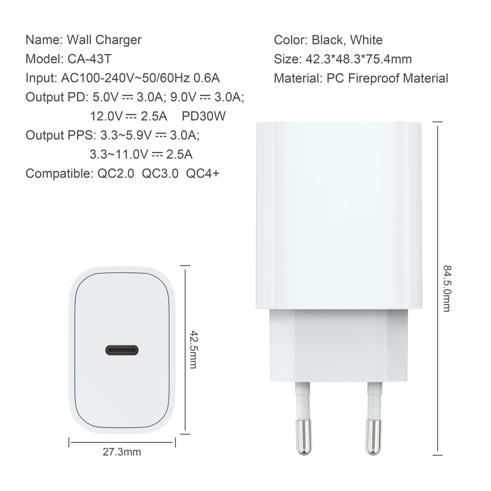 Cảnh sát thương mại nước ngoài W xác nhận nạp điện thoại di động 5V3A thực vật tăng tốc nhanh bao phủ