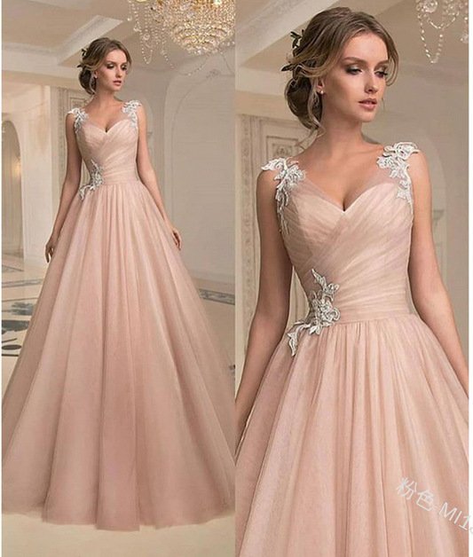 Foreign trade spring summer long dress 2021, a new Euro-American V-coloured fashion dress.