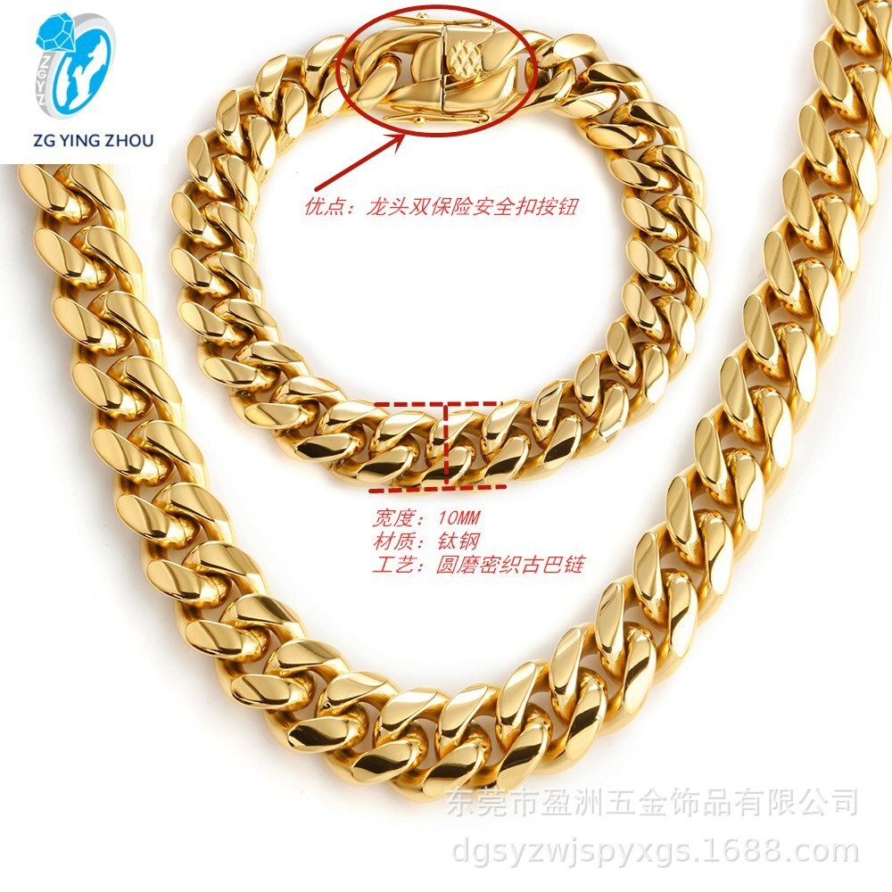 Loại thép không rỉ mới này được mã hóa với một cái đầu tròn và gắn vào vòng đeo ở cổ Cuba, chuỗi Cuba Miami.