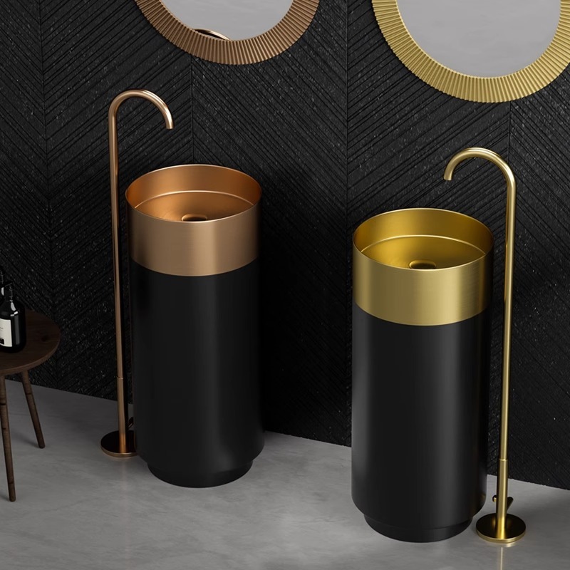 Kiểm soát bóng tối của cột thép không gỉ St. 304 được xếp thành một máy rửa mặt màu đen của xi lanh Euro-American.