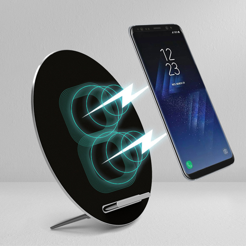 Giá đỡ máy tính để bàn không dây qi âm thanh nổi bluetooth cố định bằng kim loại có dây đôi