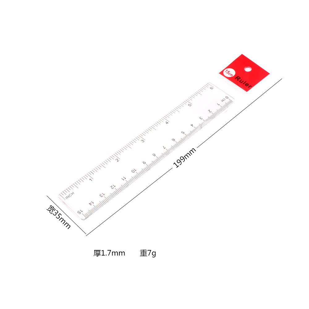 15-centimetre ruler measuring students by one word with plastic in a cardhead bag