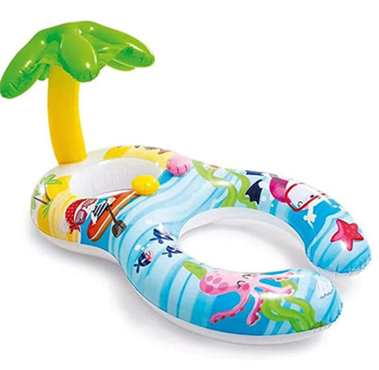 The new Amazon diver baby-sitting baby-sitting children swimming in their own swimming ring.