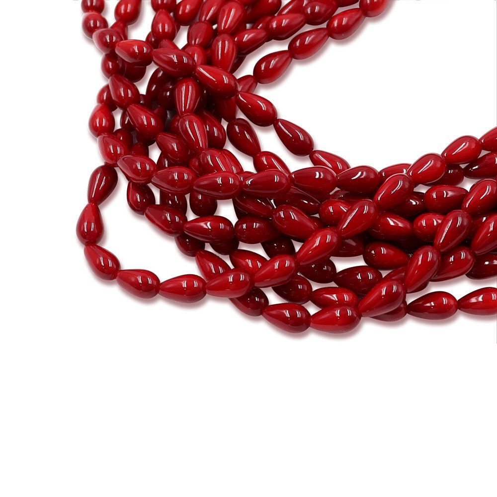 5x8MM beautiful hole imitating red coral-colored glass paints with red drops of glass necklace accessories