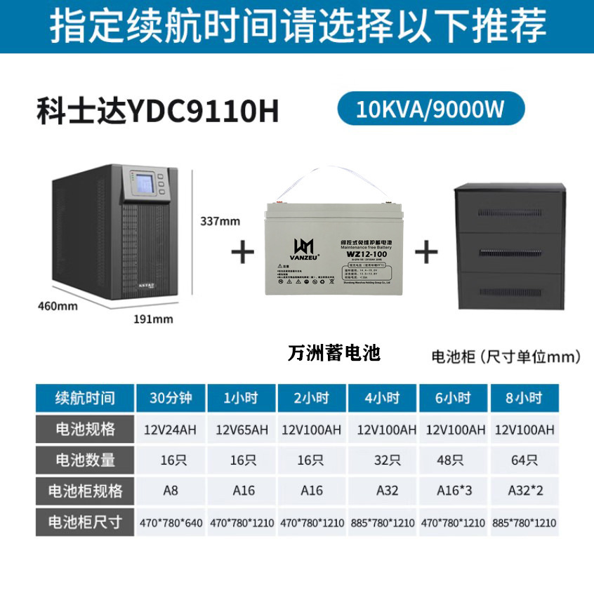 비 정지 전력 공급 10KVA/8000 YDC9110H 예비 역의 탑 밖에 W