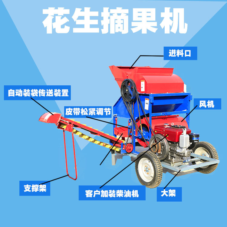 Peanut picker, two-use peanut picker, separate dry and wet, two automatic bags of wood and electricity