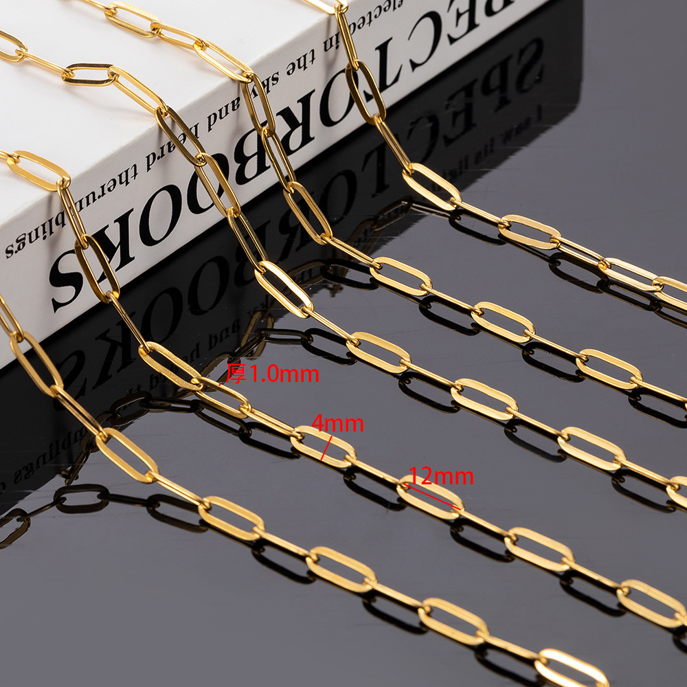 Wireless 18-K gold chain, 304, fittings, 316 welds, stainless steel re-links.