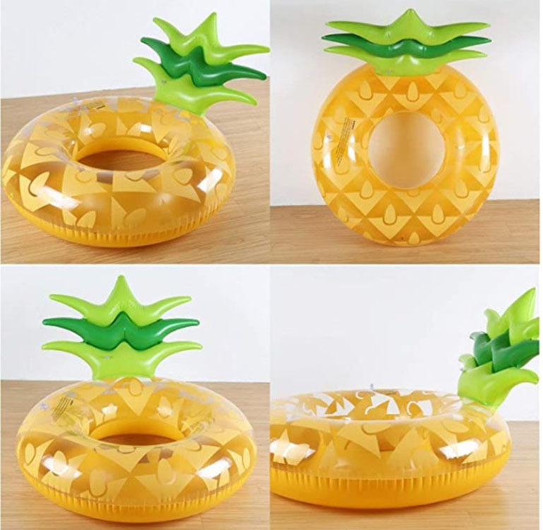 The factory supplies pvc inflatable pineapple swimming ring with an inflatable pineapple water back to the seat.