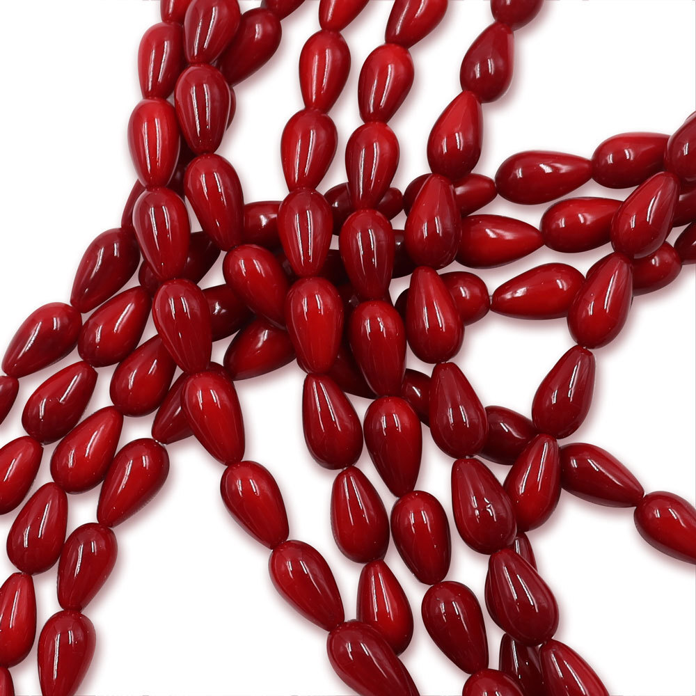 5x8MM beautiful hole imitating red coral-colored glass paints with red drops of glass necklace accessories