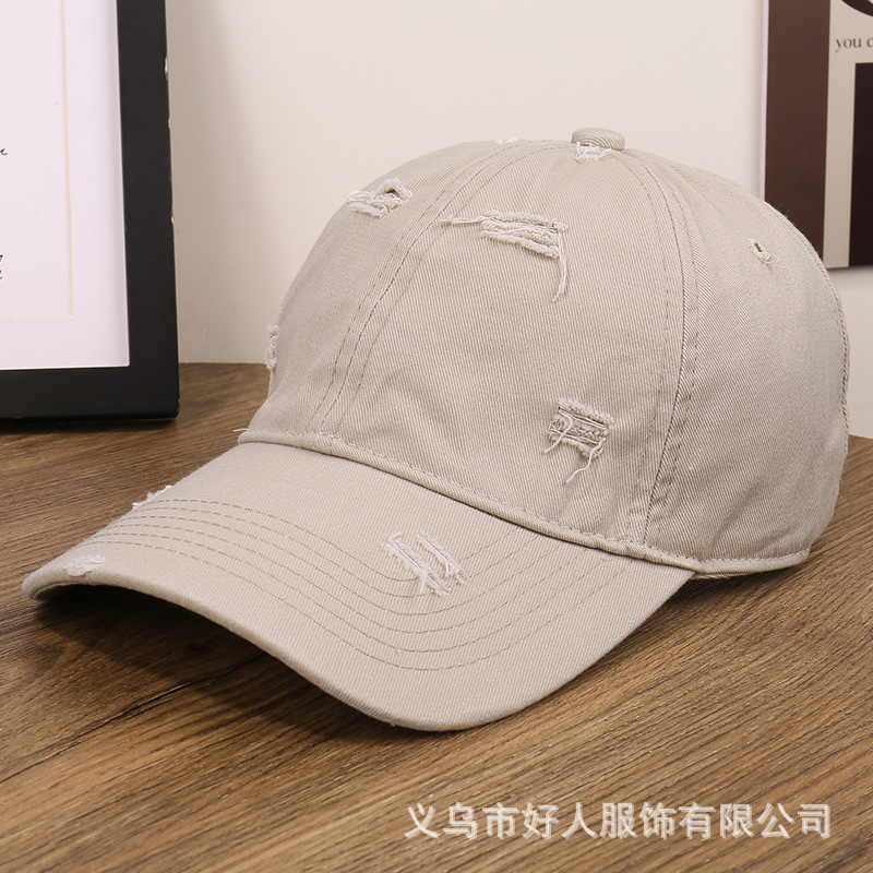 破洞棒球帽 韩版新款休闲百搭遮阳鸭舌帽女 潮牌显脸小防晒帽子男