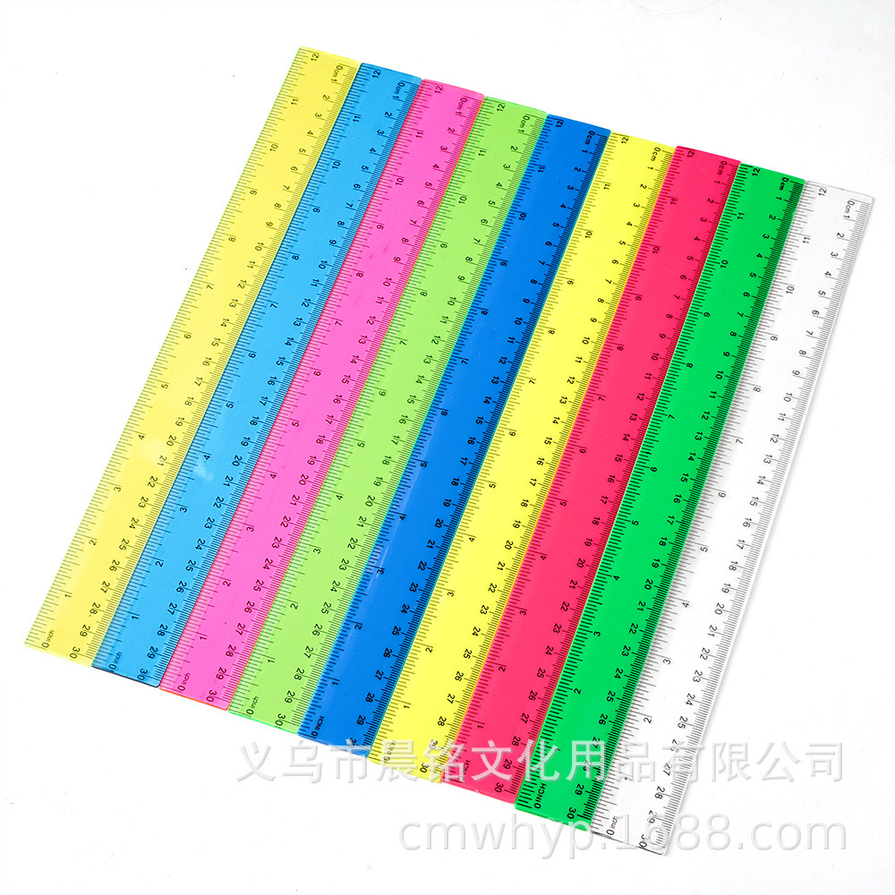 Advertisement ruler 3.0 transparent colour plastic 30 cm and ruler elementary school students, four feet straight, with a ruler set of wholesales