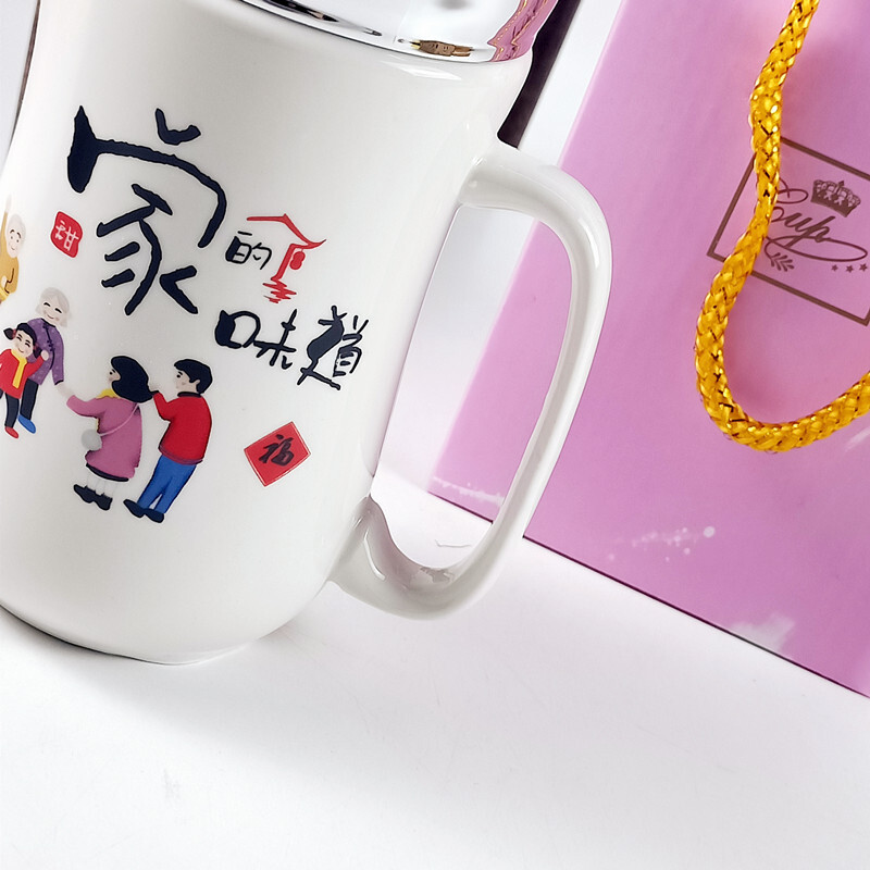 大容量陶瓷杯卡通帶蓋保溫杯子通用男士辦公室水杯兒童早餐杯批發