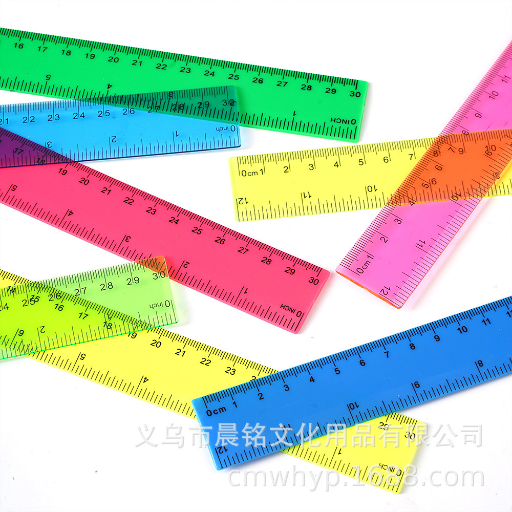 Advertisement ruler 3.0 transparent colour plastic 30 cm and ruler elementary school students, four feet straight, with a ruler set of wholesales