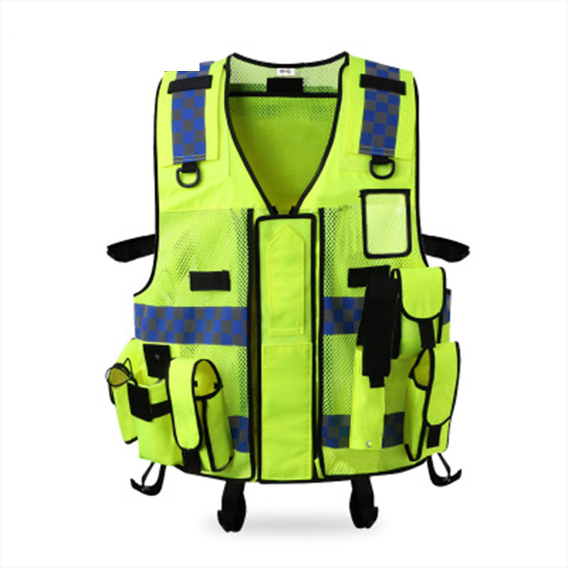 The Mei-Ming factory has a special multi-purpose raincoat reflecting vest for fluorescent yellow duty patrols.