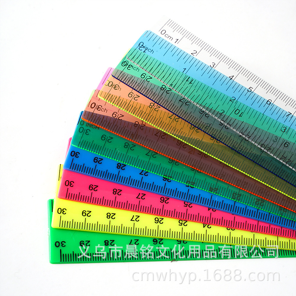 Advertisement ruler 3.0 transparent colour plastic 30 cm and ruler elementary school students, four feet straight, with a ruler set of wholesales