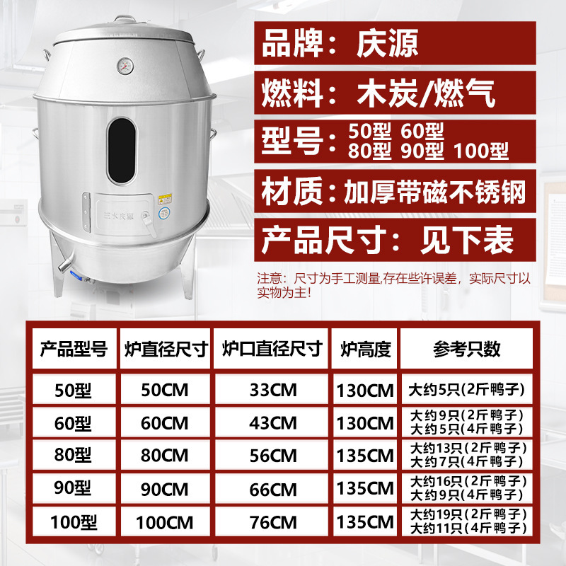 Thịt vịt nướng nhiệt ga lớn, nhiệt độ cao, bếp vịt không gỉ, gà nướng