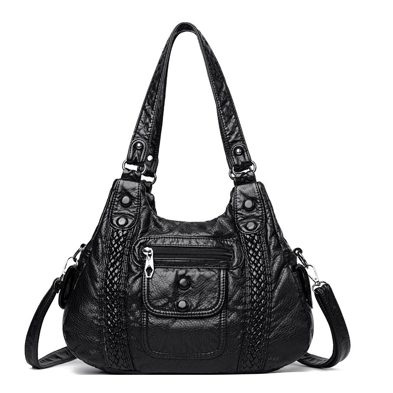 The new 2022 Korean version of the high-capacity water-washing middle-aged lady with a one-shoulder handbag and a free-slip bag across the border.