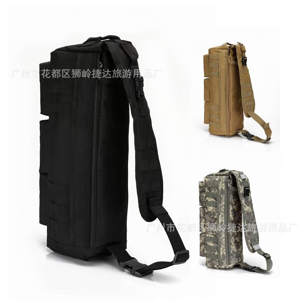 Tactical single-shouldered backpacks.