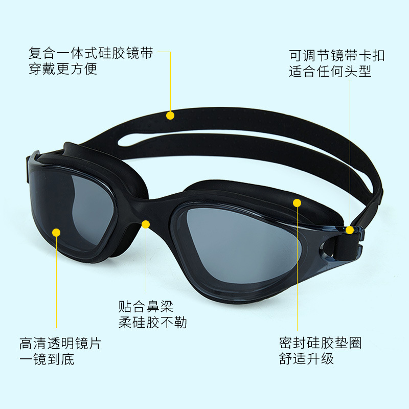 嚴選成人高清防霧泳鏡全框大視角游泳眼鏡硅膠可調節護目鏡批發