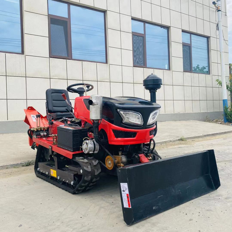 ploughing land for small-scale chain-track micro-cropping machines with diesel-carrying land