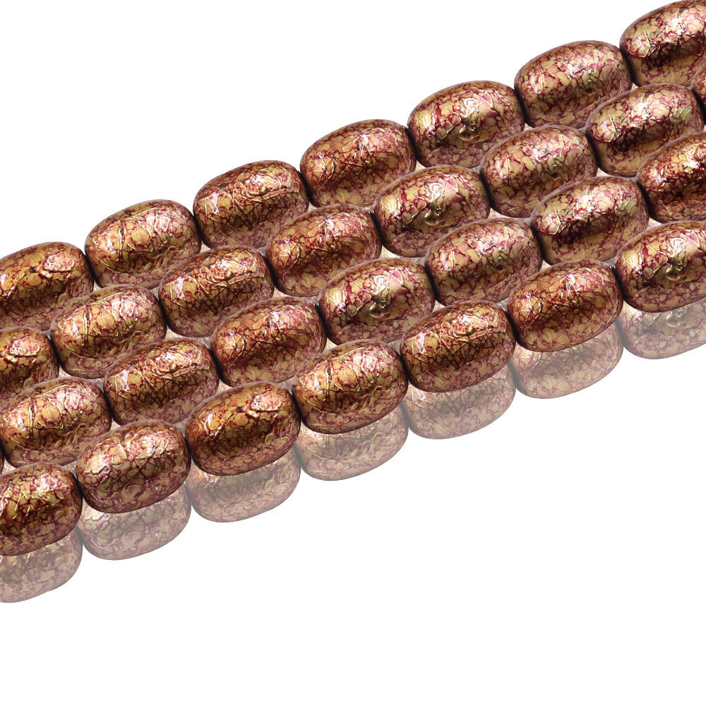 12x16mm elliptical bead-style metal plating dy-coated beads