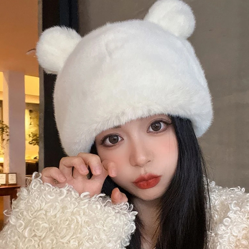 Cutie bear ears, new velvet caps. Men and women, warmer and warmer in winter.