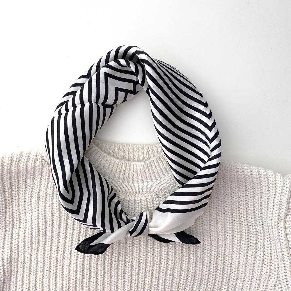 Cross-border Amazon lavender, black-and-white-turban silk-turbaned silk-turban.