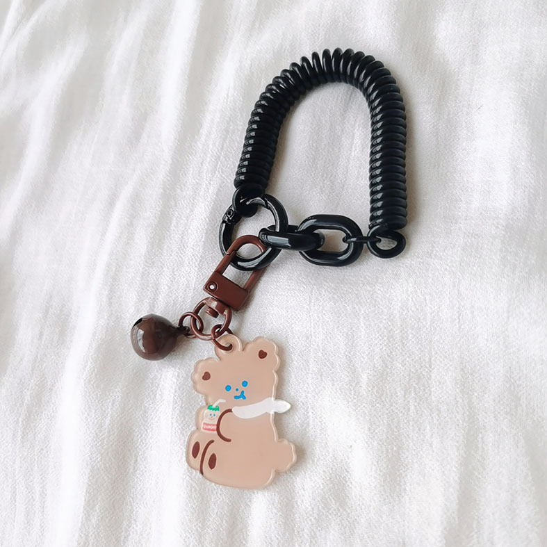 Con gấu bán thân nóng bỏng, dễ thương, vớ vẩn có thể kéo dài các nút dây điện thoại bằng nhựa mùa xuân.