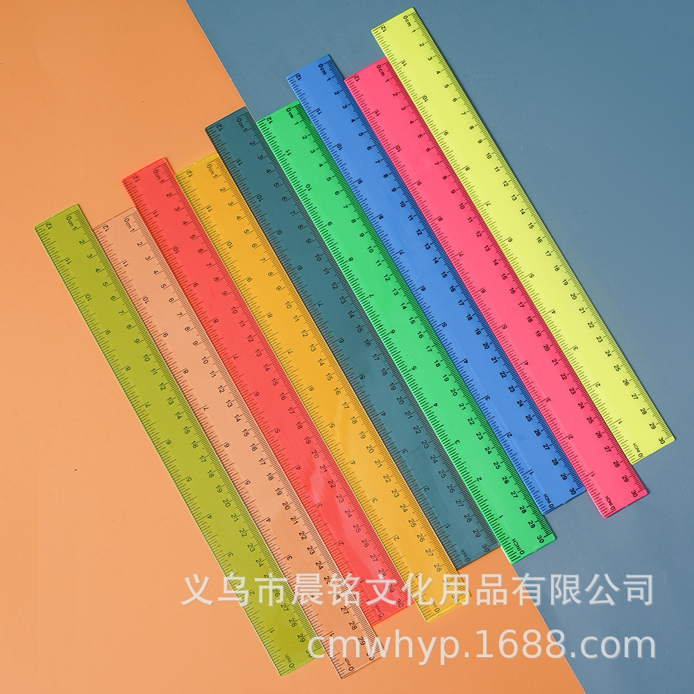 Advertisement ruler 3.0 transparent colour plastic 30 cm and ruler elementary school students, four feet straight, with a ruler set of wholesales