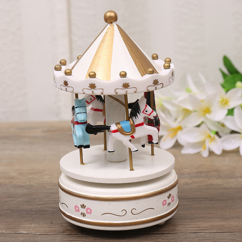 Ideas birthdays, carousel music box decorations, cakes, wooden music box troupe presents.