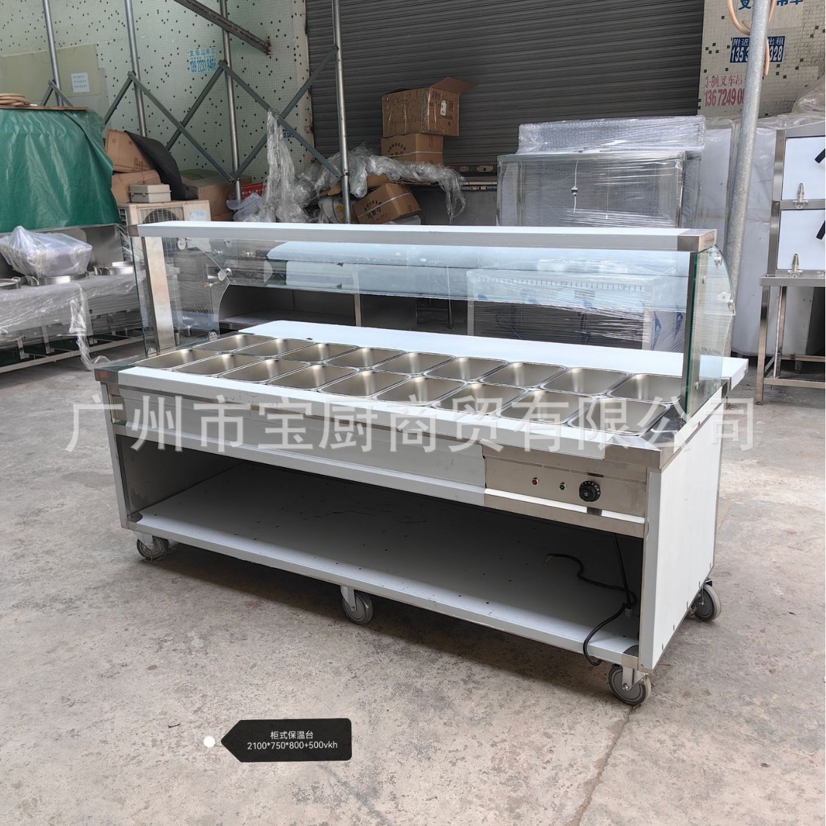 Thức ăn nhanh bằng thép không rỉ để giữ cho bàn hấp cuộn với một bát đầy thực phẩm và bàn nóng