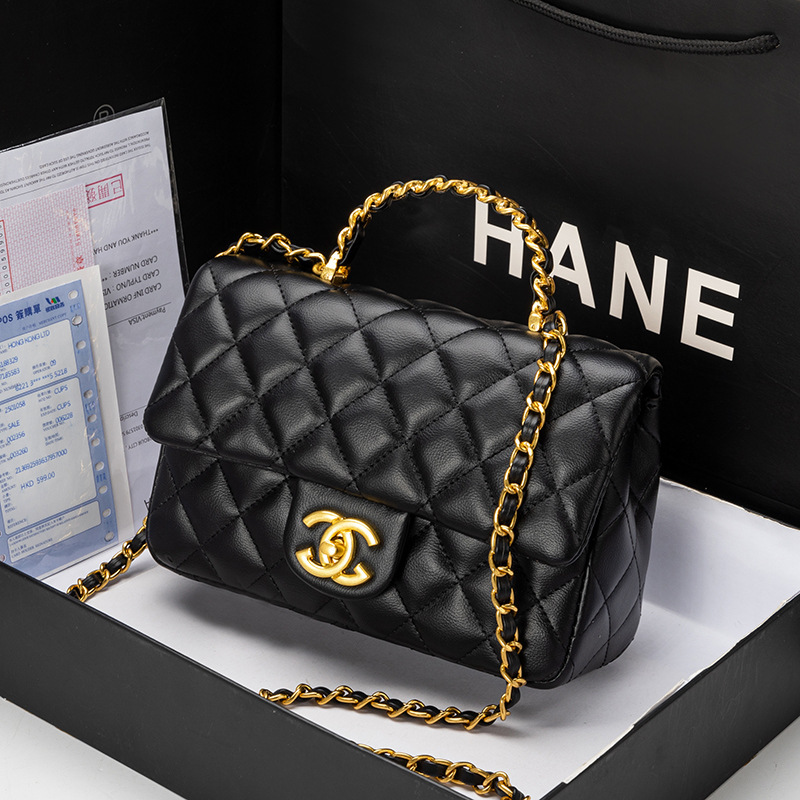 2024 new Single chain bag, small Hong Kong one-shouldered handbag, high-quality slant bag.