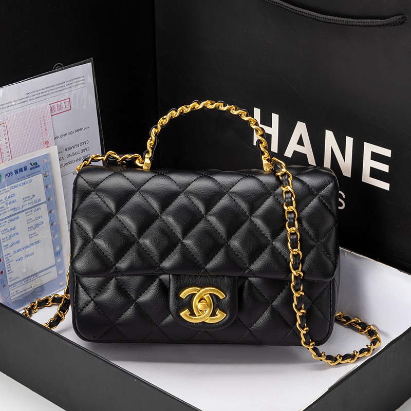 2024 new Single chain bag, small Hong Kong one-shouldered handbag, high-quality slant bag.