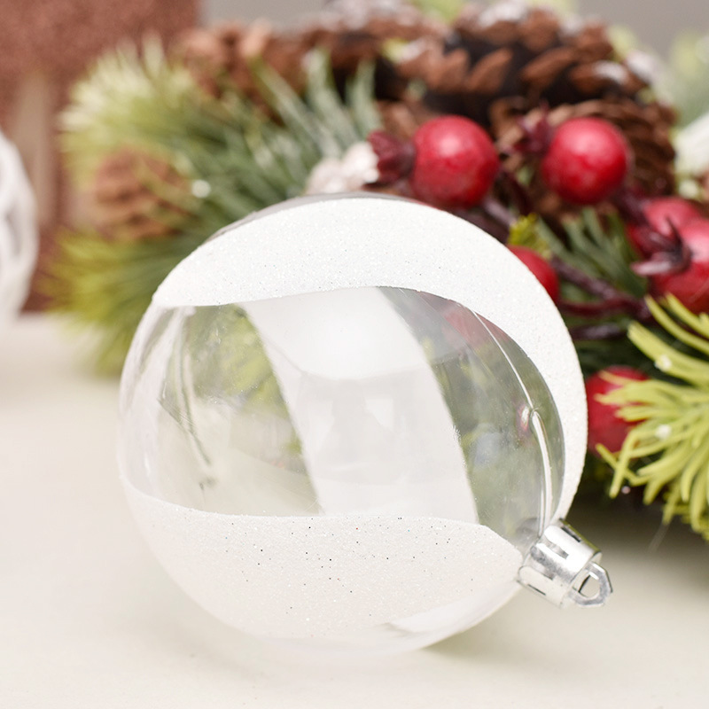 Christmas decorations, 8cm/18pcs, white-coloured PET ball, Christmas ball, Christmas tree hanging.