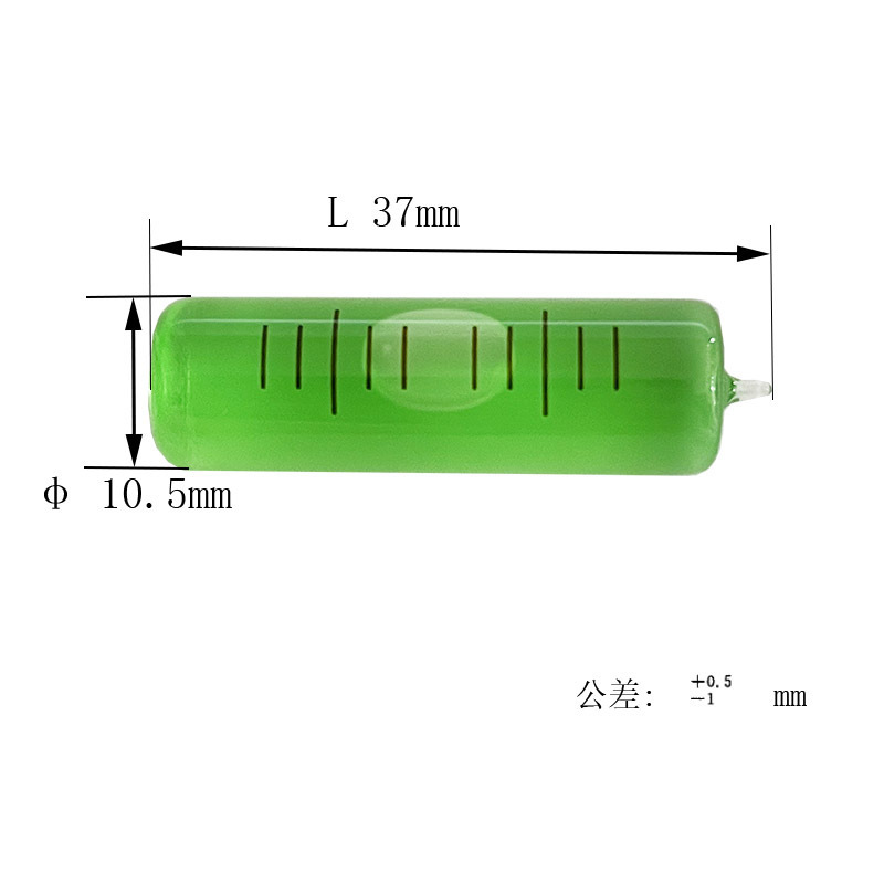 玻璃水平泡迷你小型水平仪用水准泡水泡水平珠直径10.5mm长度37mm