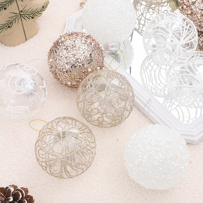 Cross-border, Christmas decorations, 8cm/6pcs, transparent Christmas box, Christmas tree hanging.