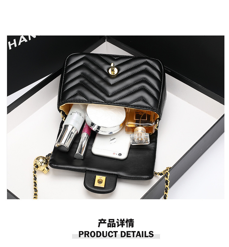 2023 new twirling gold ball bag by fat one-shoulder, little vanilla chain bag.