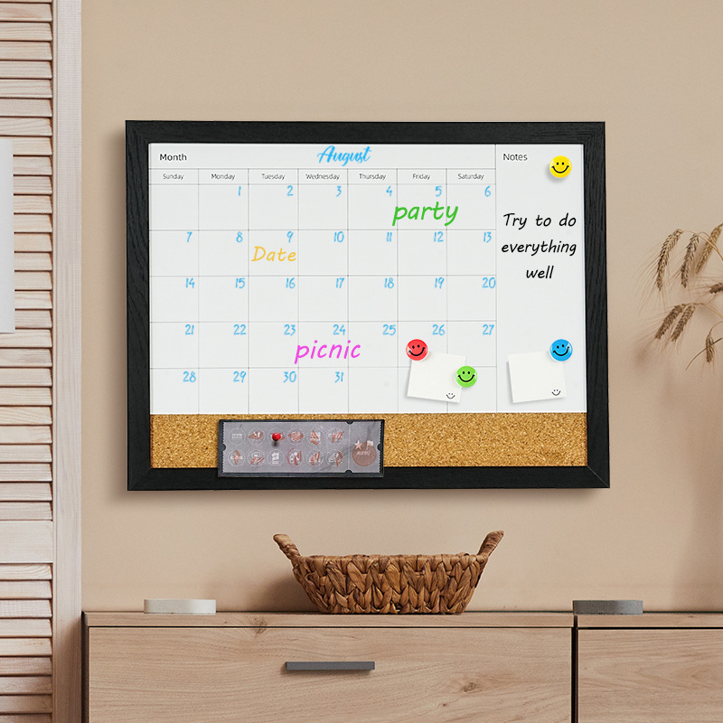 定制日历白板软木组合板亚马逊同款周历计划板家用印刷磁性记事板