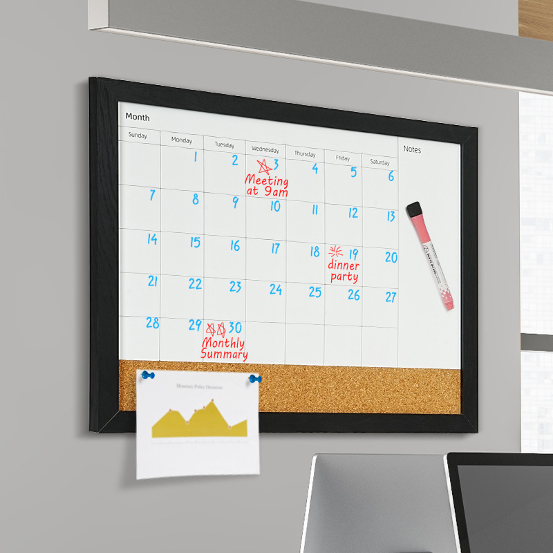 定制日历白板软木组合板亚马逊同款周历计划板家用印刷磁性记事板