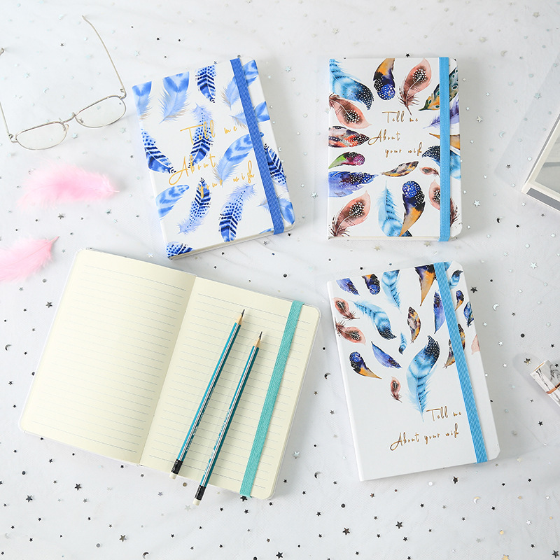 A5 Creative personal feather cover notebook with thick, fine office supplies.